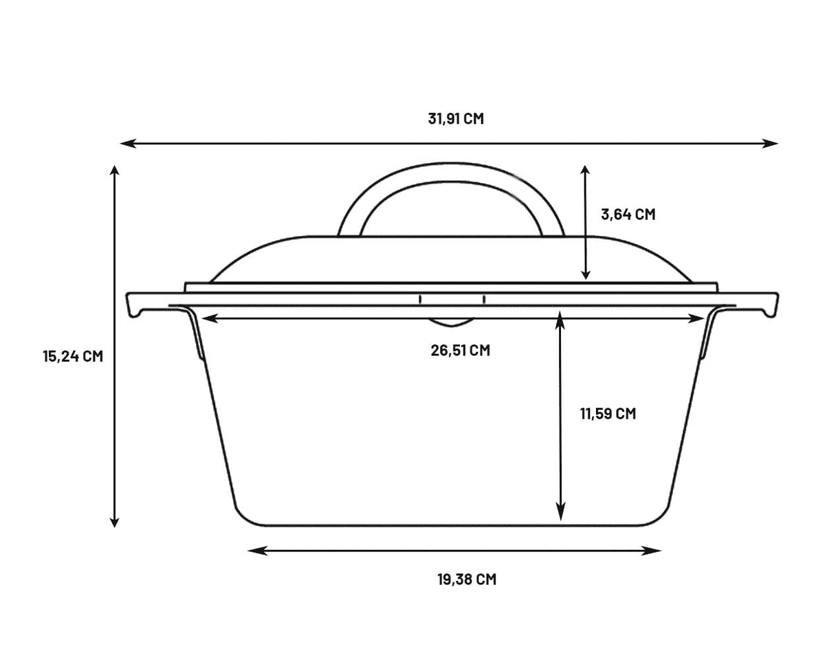 Lodge Dutch oven with domed lid retains moisture for braises and stews.