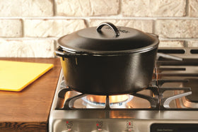 Lodge cast iron Dutch oven delivers even heat across the pot.