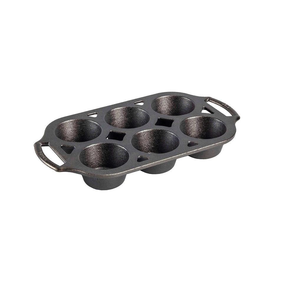 Lodge Cast Iron Muffin Pan 6-well design for even browning and crust.
