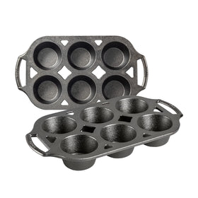 Lodge cast iron muffin pan 6 wells; even heat for crusty tops
