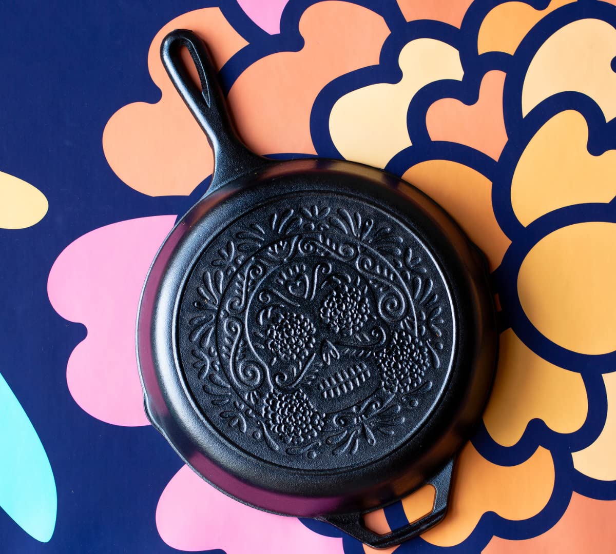 Lodge cast iron naturally seasoned with oil for easy food release.