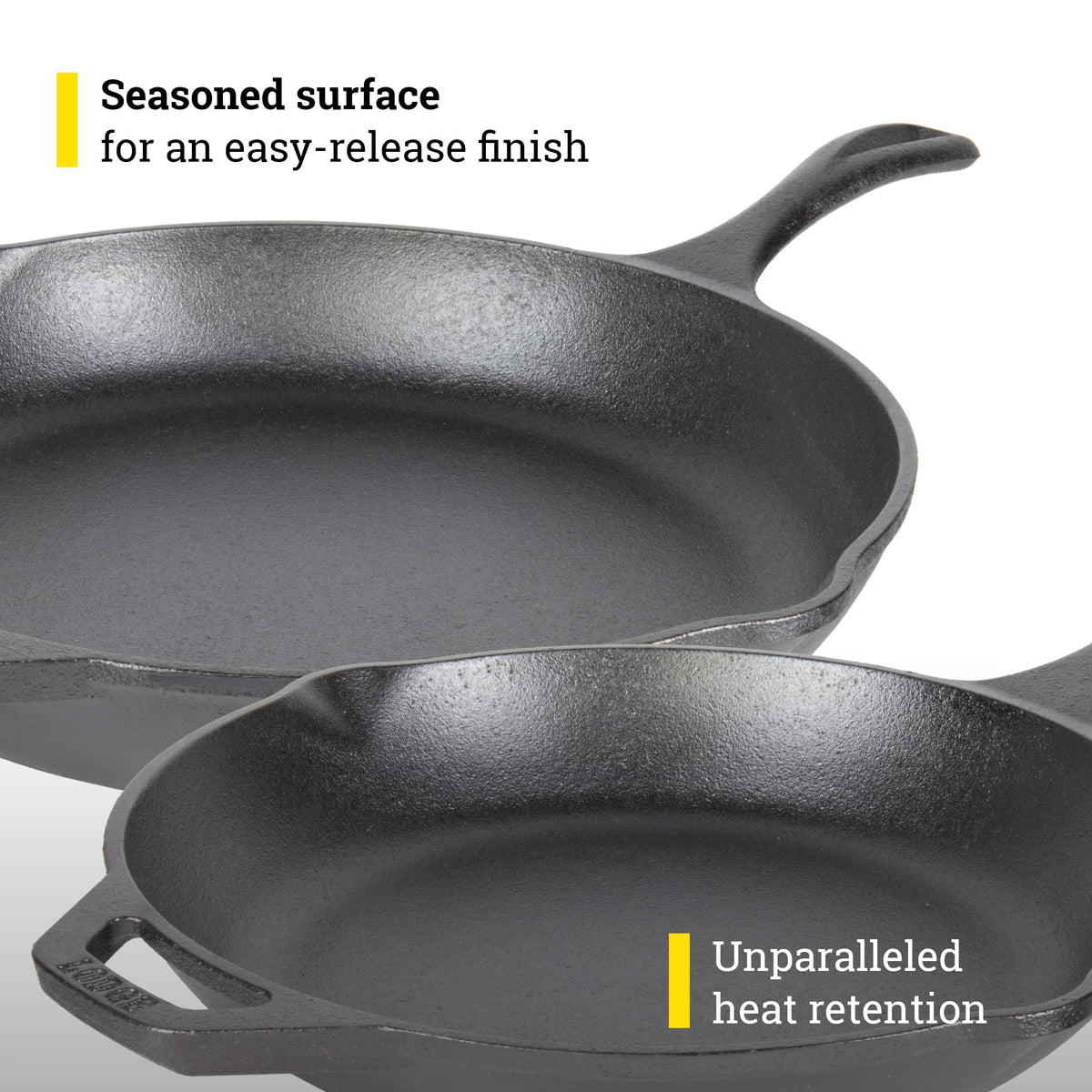 Lodge Chef Collection ergonomic handle improves control during cooking.