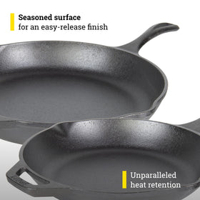 Lodge Chef Collection ergonomic handle improves control during cooking.