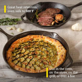 Lodge Chef Collection generous pour spouts for sauces and gravies.