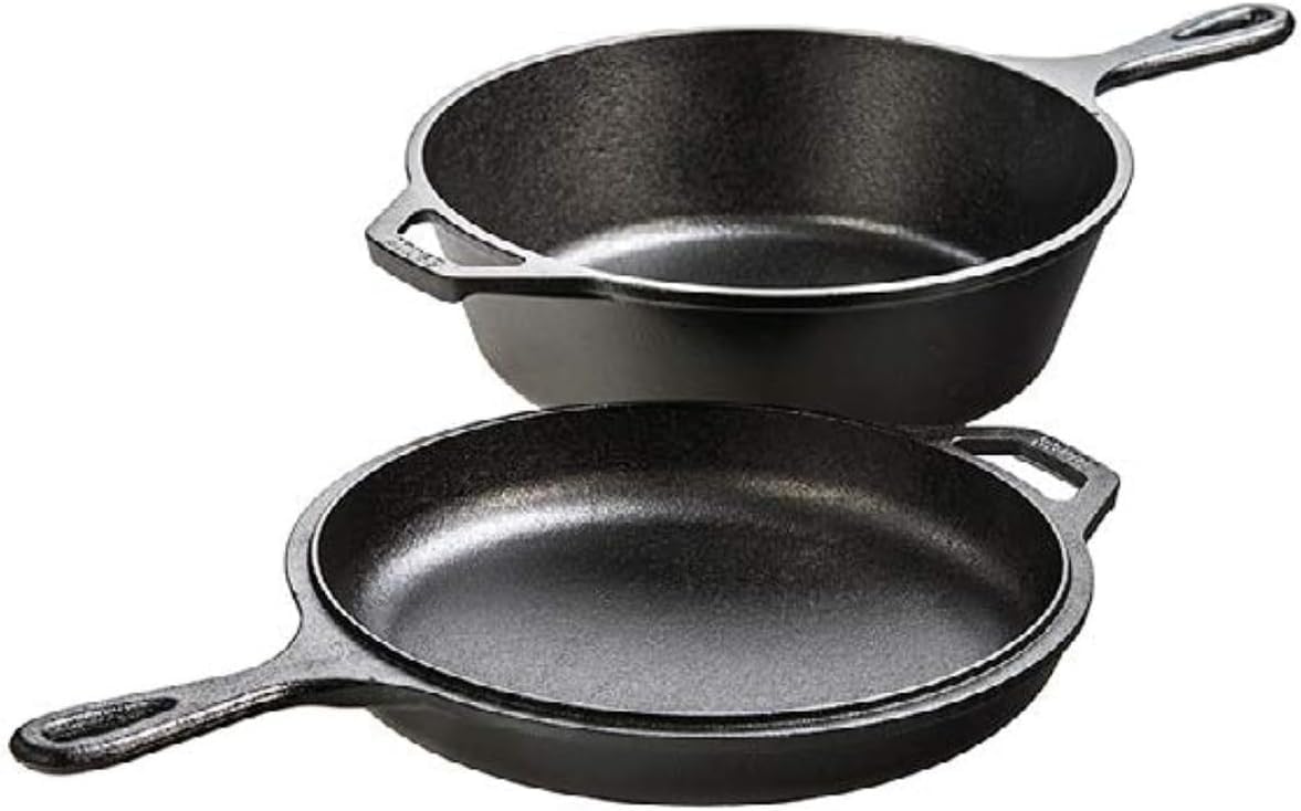 Lodge Combo Cooker deep pot 3.2 qt showcases versatile slow cooking and frying.