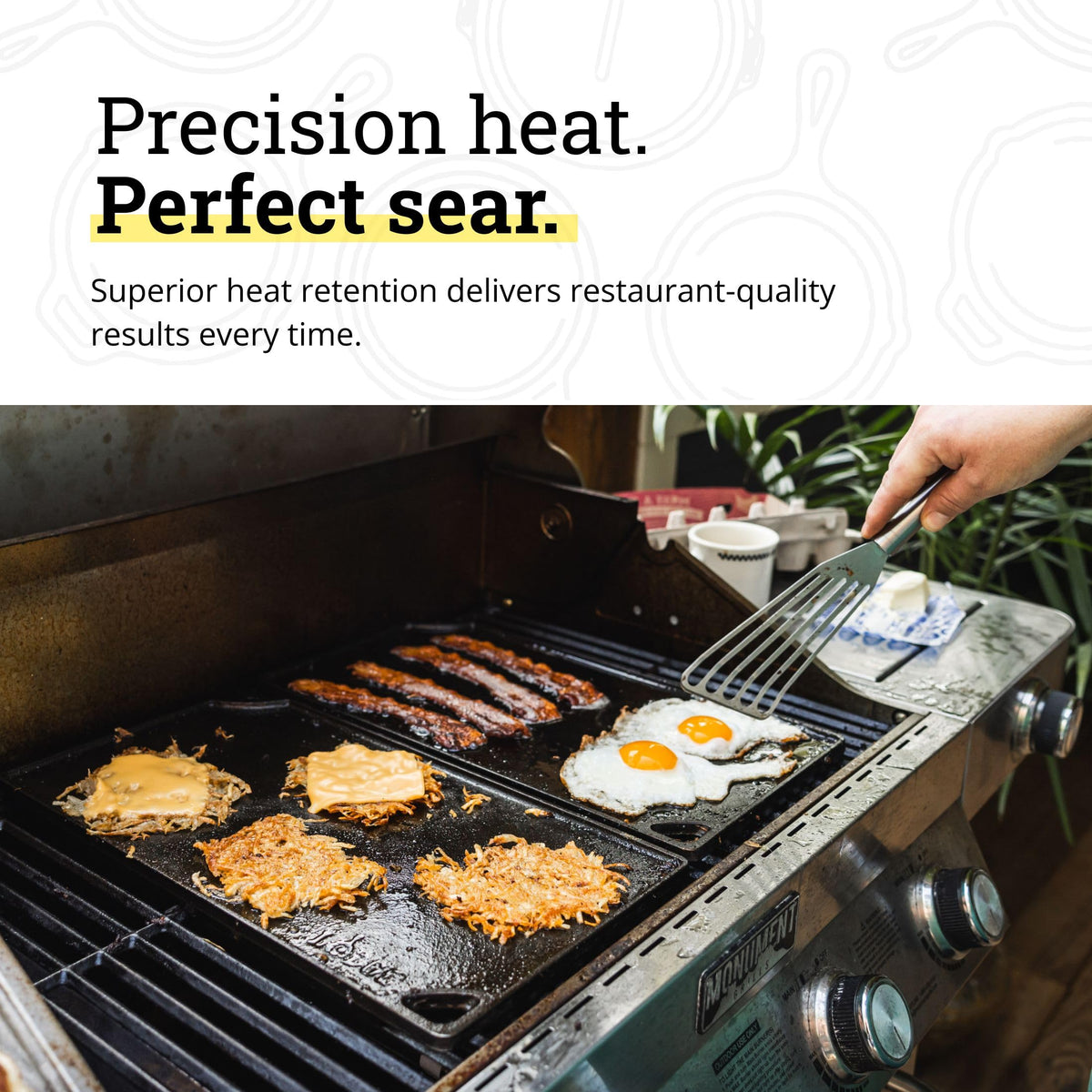 Lodge Double Play vegetables grilling evenly on cast iron