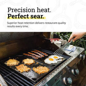 Lodge Double Play vegetables grilling evenly on cast iron