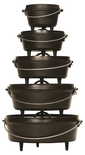 Lodge dutch oven retains heat for roasts, stews, and beans.