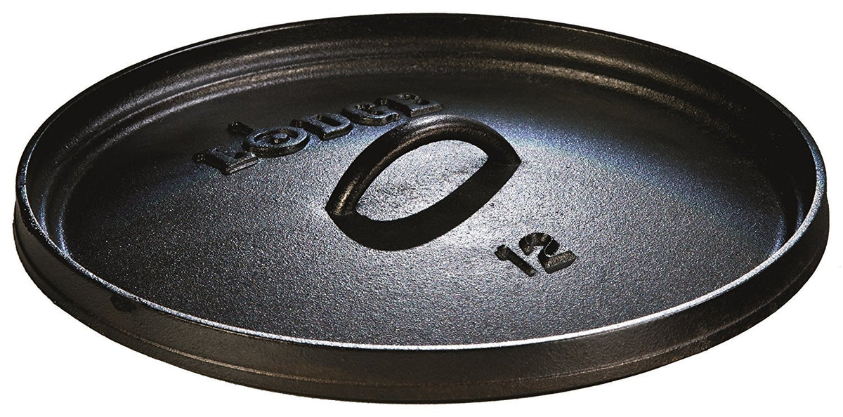 Lodge dutch oven lid inverted as griddle for versatile one-pan meals.