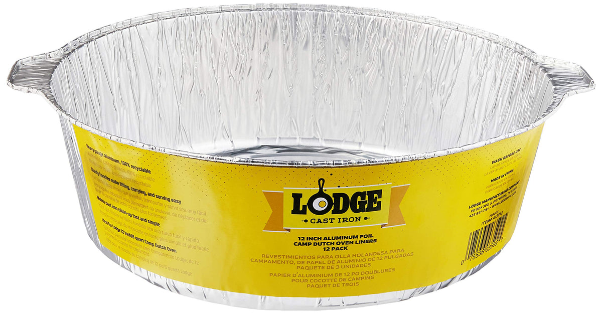 Lodge dutch oven liner with sturdy handles improves transport during camp meals.