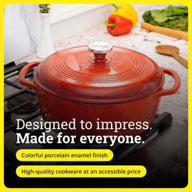 Lodge Dutch Oven Poppy 6qt excels at bread baking with crusty exterior