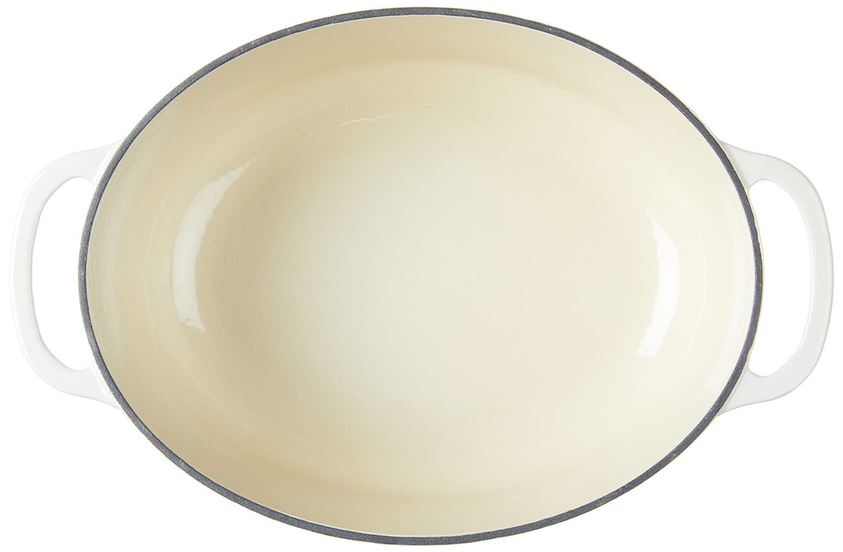 Smooth enameled interior minimizes sticking and eases cleaning.