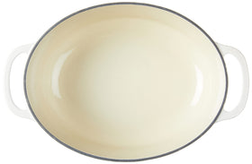 Smooth enameled interior minimizes sticking and eases cleaning.
