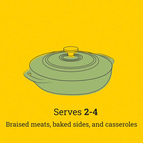 Lodge Essential Enamel Braiser ready for dishwasher-safe cleanup after meals.