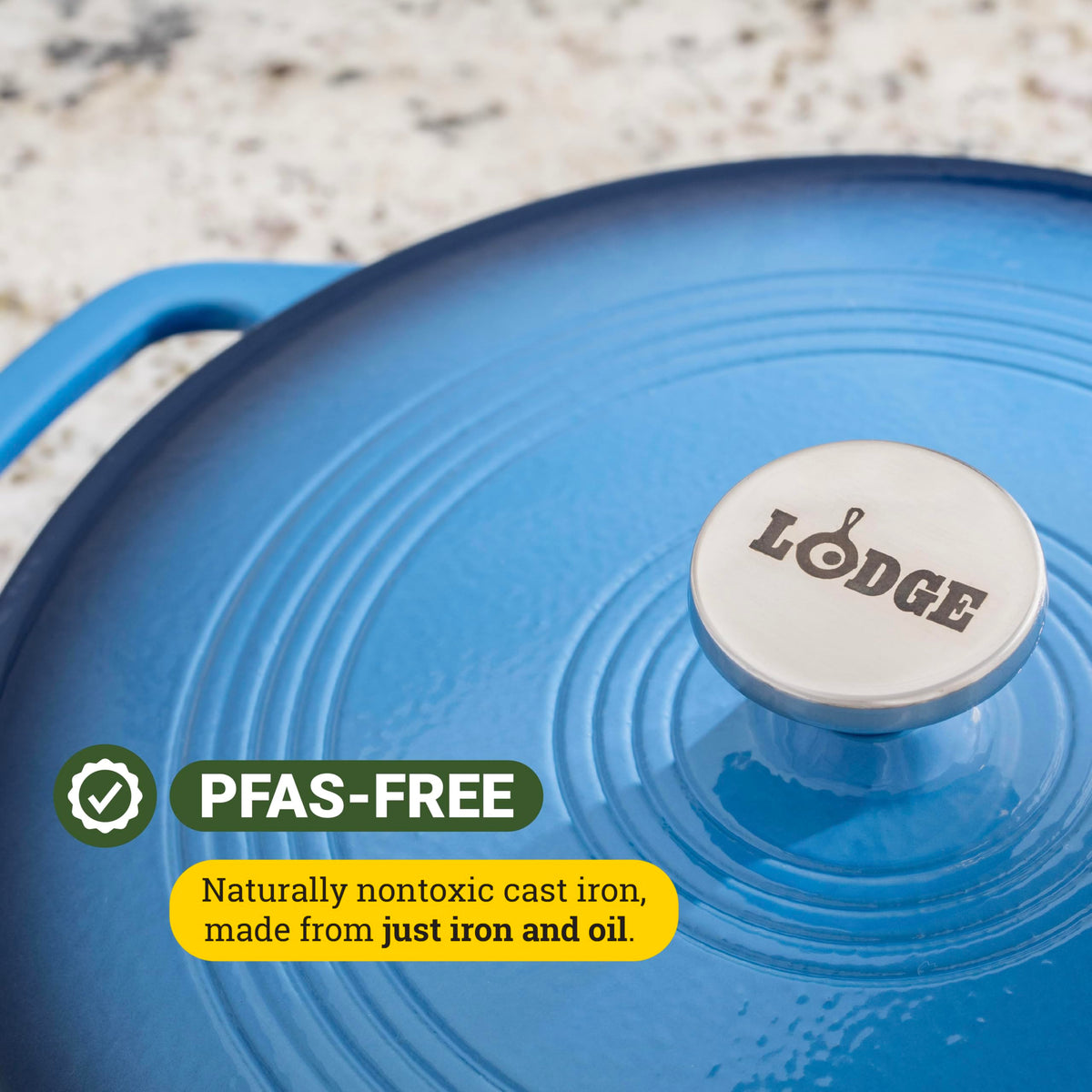 Lodge Essential Enamel Braiser dual handles for secure stove-to-table transfers
