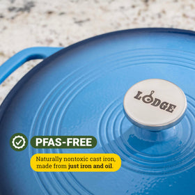 Lodge Essential Enamel Braiser dual handles for secure stove-to-table transfers