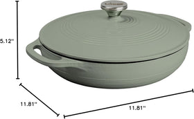 Lodge Essential Enamel Braiser demonstrating heat retention for even browning.