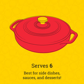 Lodge Essential Enamel Braiser interior porcelain surface simplifies cleaning and eliminates seasoning.