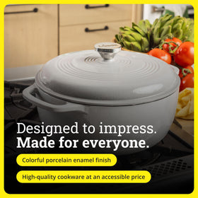 Lodge Dutch oven with dual handles for easy transfer from stove to table