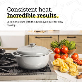 Lodge Essential enamel cast iron Dutch oven for marinating and simmering