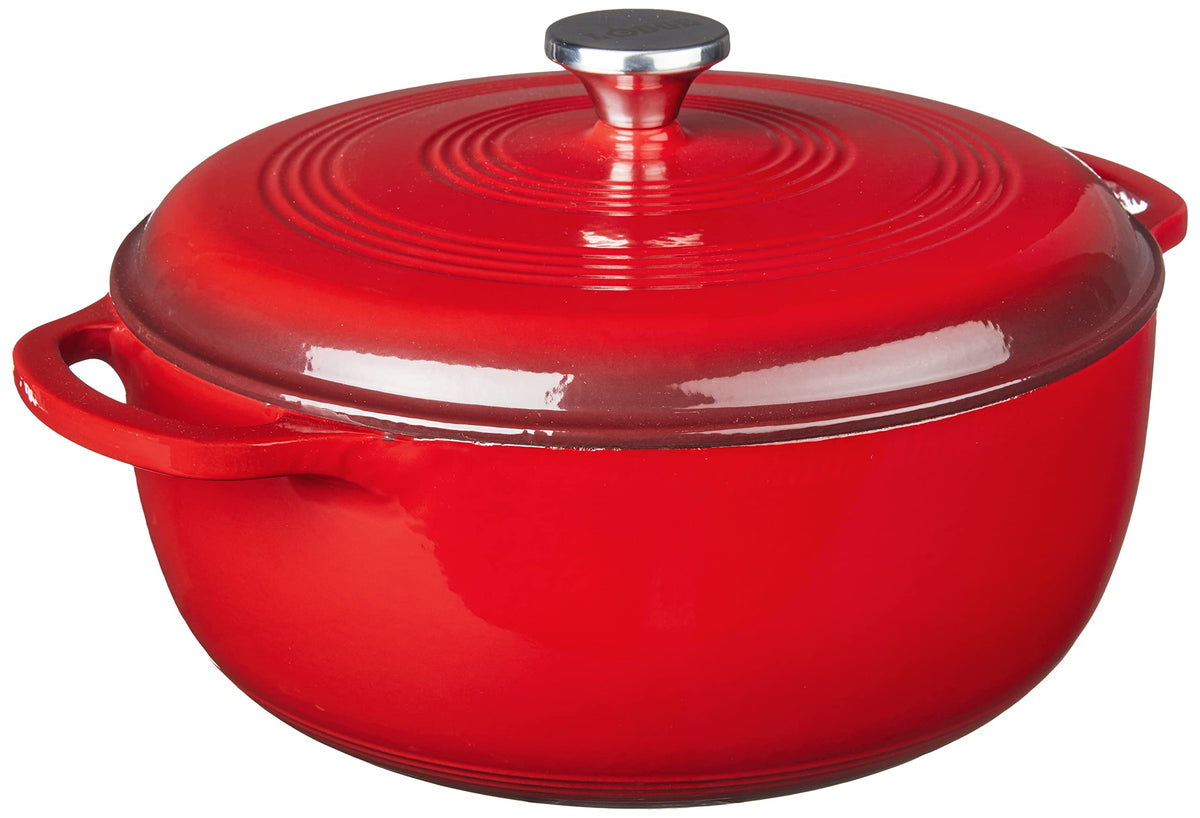 Lodge Essential Enamel Dutch Oven braising with moisture locking lid for tender meals