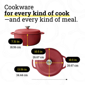 6-quart oven-safe and stovetop-compatible for versatile cooking.