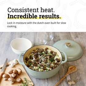 Closeup of Lodge Dutch Oven dual handles for easy transport