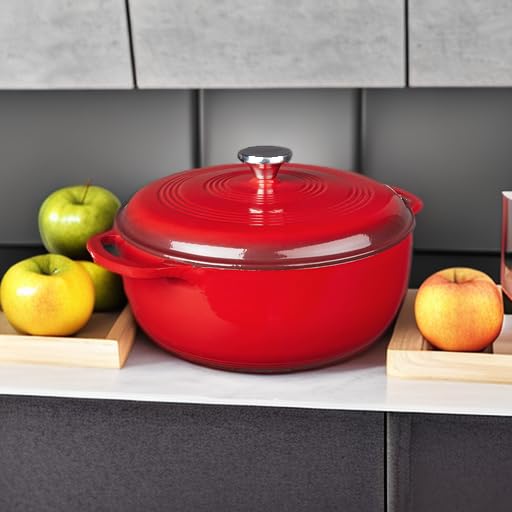 Lodge Essential Enamel Dutch Oven dual assist handles for easy transfer