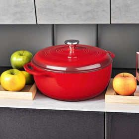 Lodge Essential Enamel Dutch Oven dual assist handles for easy transfer
