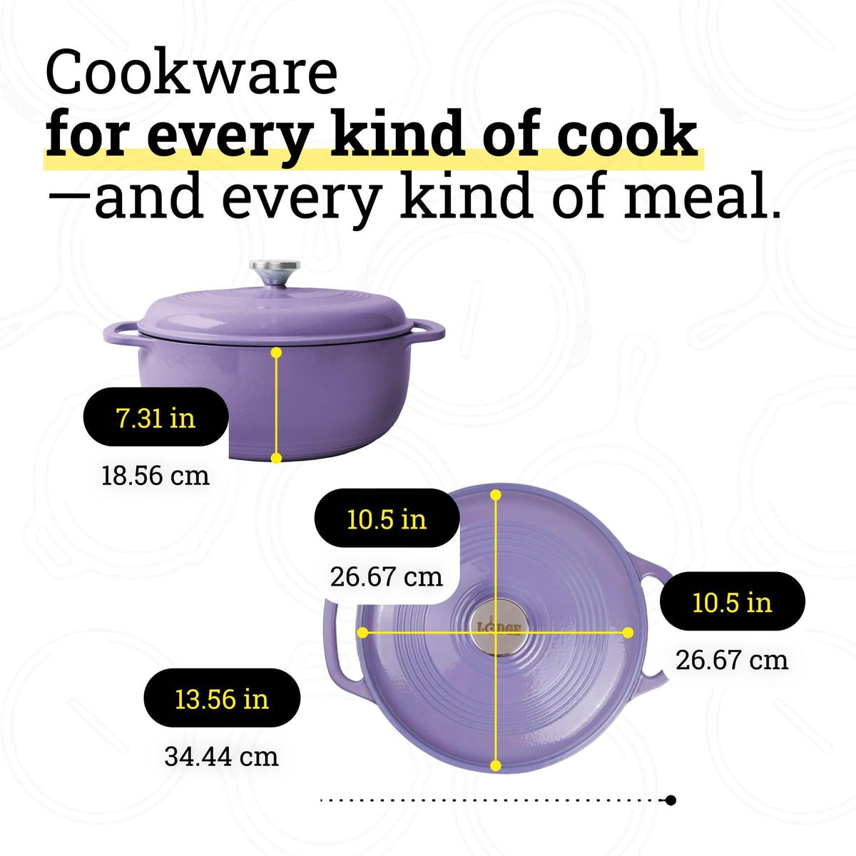 Lodge Essential Enamel Dutch Oven lilac braised-meal closeup shows rich, even flavor development.