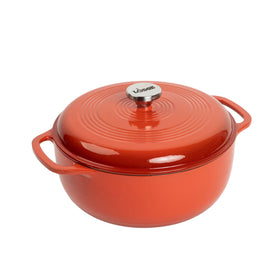 Lodge Essential Enamel Dutch Oven Poppy 6qt with lid seals moisture for even cooking