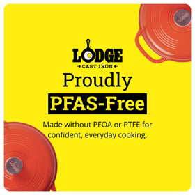 Lodge Essential Enamel Cast Iron Dutch Oven PFAS-free and easy to clean.