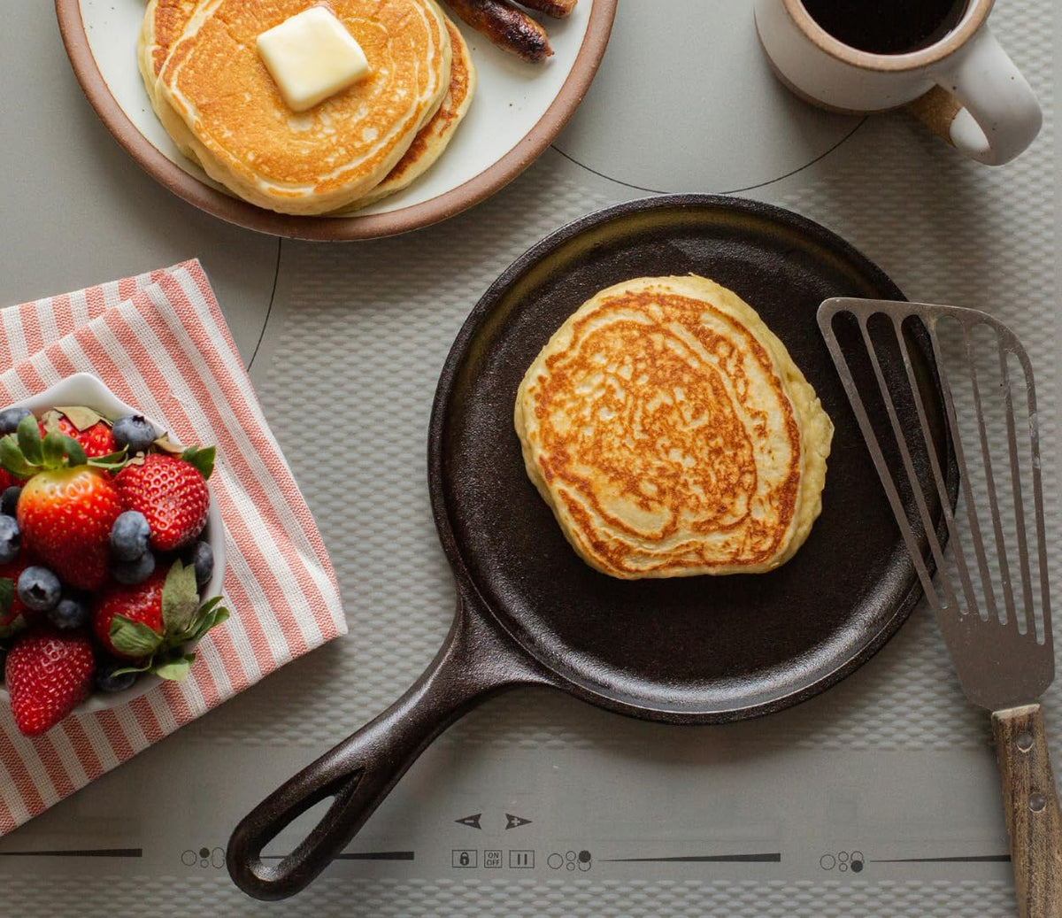 Lodge cookware suitable for indoor and outdoor cooking