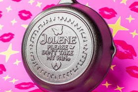 Lodge Jolene skillet with seasoned surface for easy release and browning