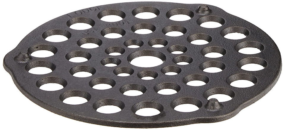 Lodge L8DOT3 meat rack elevates foods in a Dutch oven for even browning.