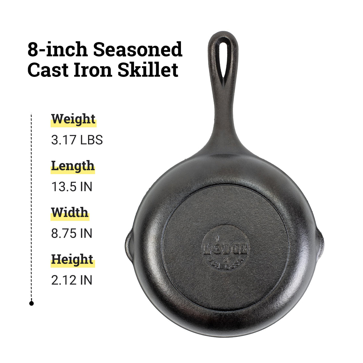 Lodge made-in-USA cast iron skillet, durable and easy to clean.