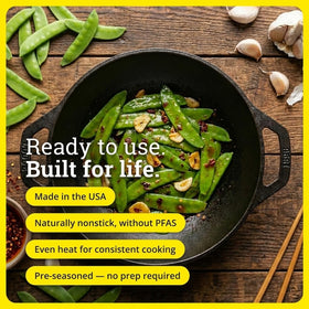 Excellent heat retention makes quick searing and even browning possible.