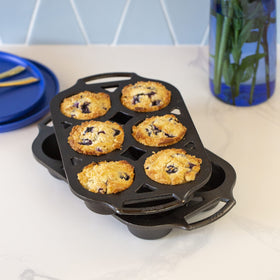 Lodge muffin pan is seasoned and ready to use for easy release