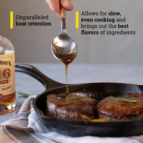 Lodge skillet pre-seasoned with natural oil for easy release.