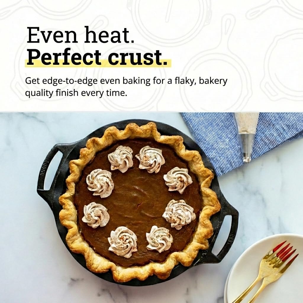Lodge pan used for cinnamon rolls and cornbread, versatile bakeware