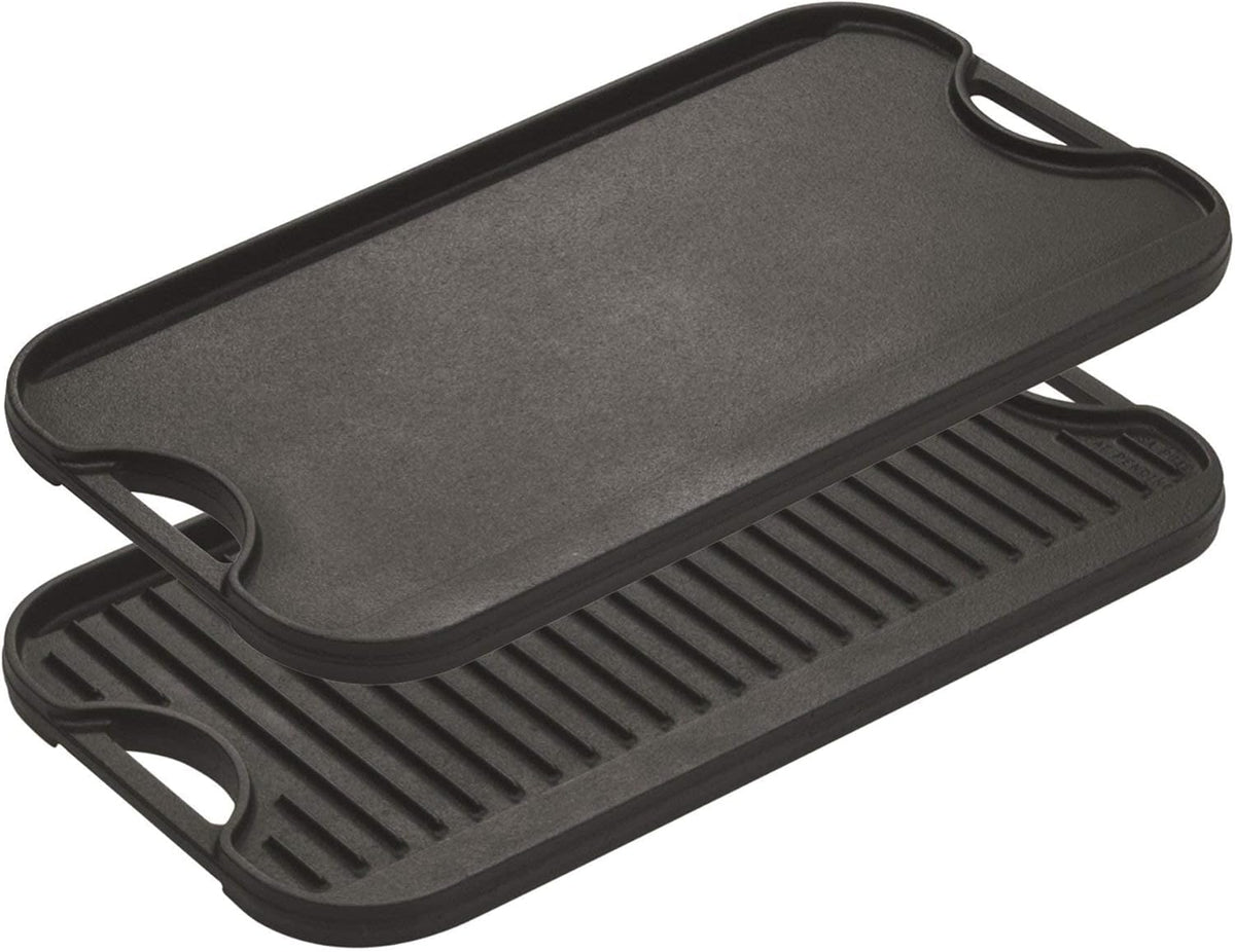 Lodge Pro-Grid ridged grill surface perfect for burgers and steaks