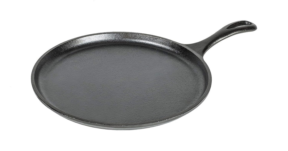 Lodge Round Seasoned Cast Iron Griddle top view highlighting round surface for even heat