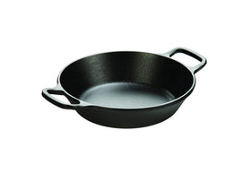 Lodge Seasoned Cast Iron Dual Handle Pan 8 inch top view highlighting secure transfer from stove to oven