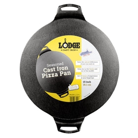 Lodge Seasoned Cast Iron Pizza Pan with rimless design for even browning