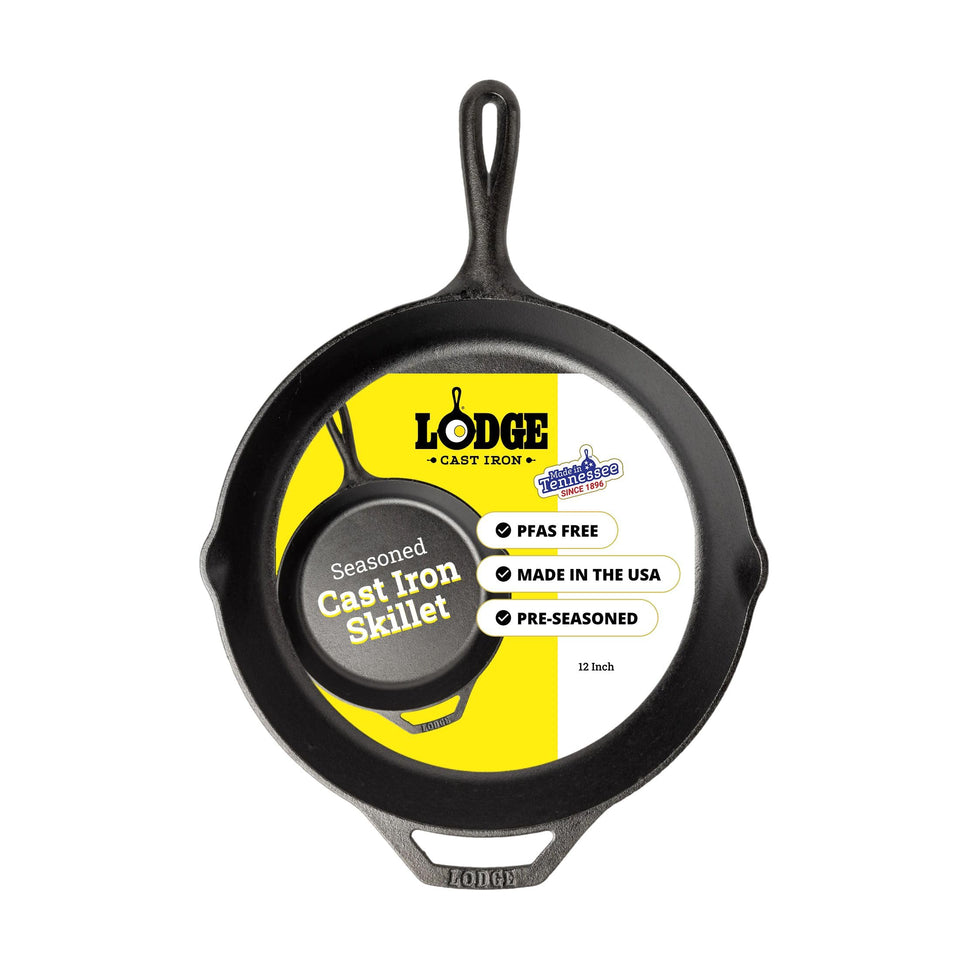 Lodge seasoned cast iron skillet 12in ready to use for everyday cooking