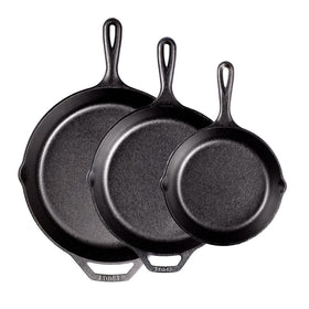 Lodge Seasoned Cast Iron Skillet on stove showing even heat for consistent cooking.