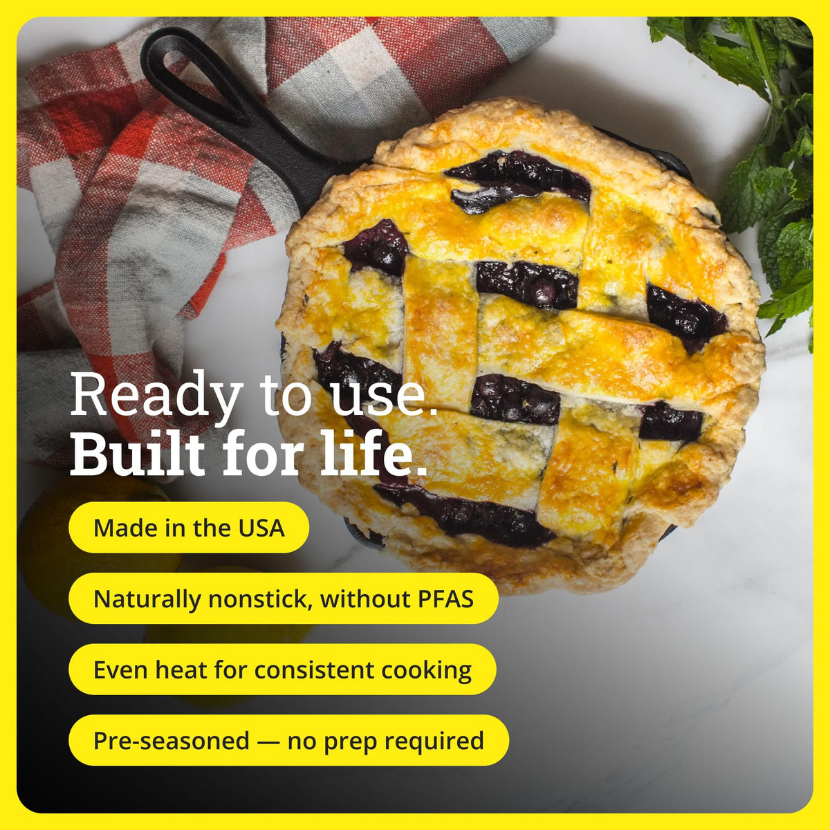 Lodge Seasoned Cast Iron Skillet oven-friendly, shown fresh from the oven
