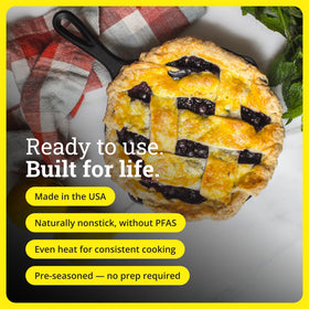 Lodge Seasoned Cast Iron Skillet oven-friendly, shown fresh from the oven