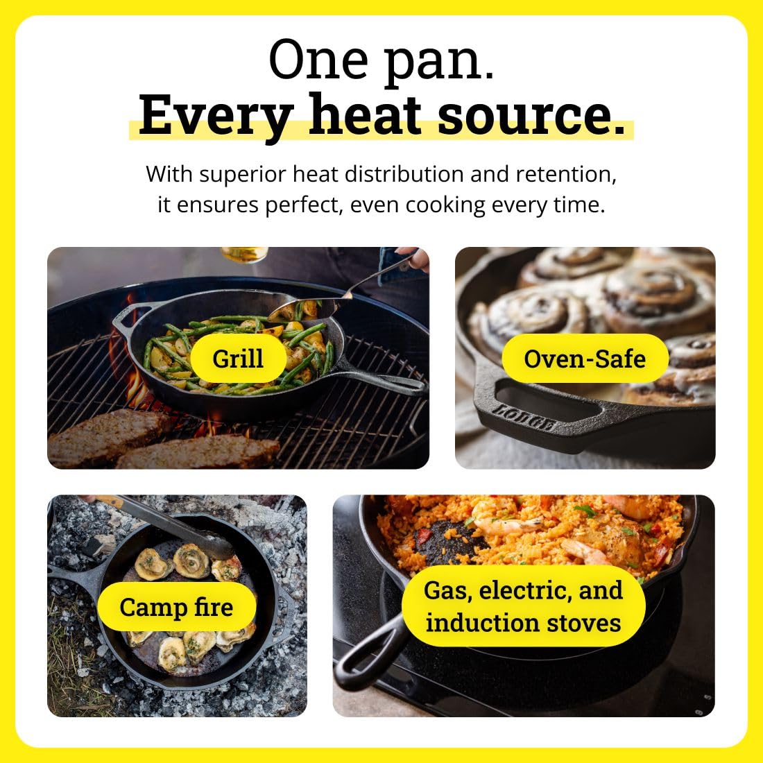 Lodge skillet in oven demonstrating oven-safe versatility.