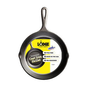 Lodge Seasoned Cast Iron Skillet top view showing sturdy heat retention